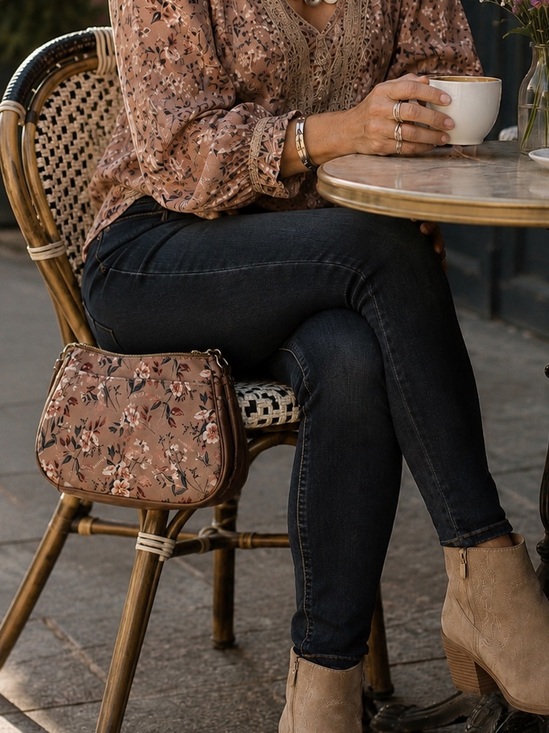 Fiorelli Handbags - Fiorelli Floral Shoulder Bag Mauve Pink Printed Purse Feminine Everyday Handbag